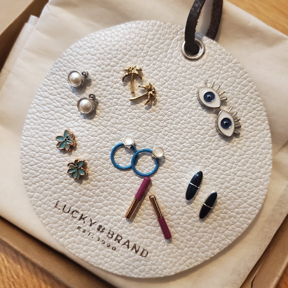 NEW Lucky Brand Leather Stud Earrings set - cute